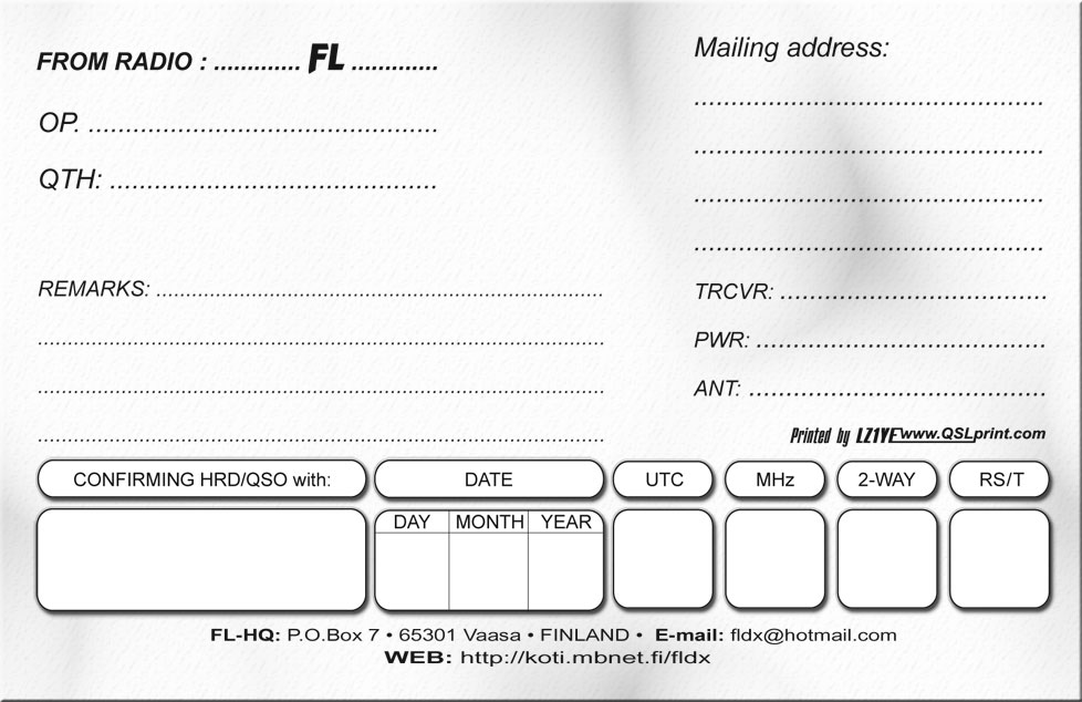 Fields on a QSL card